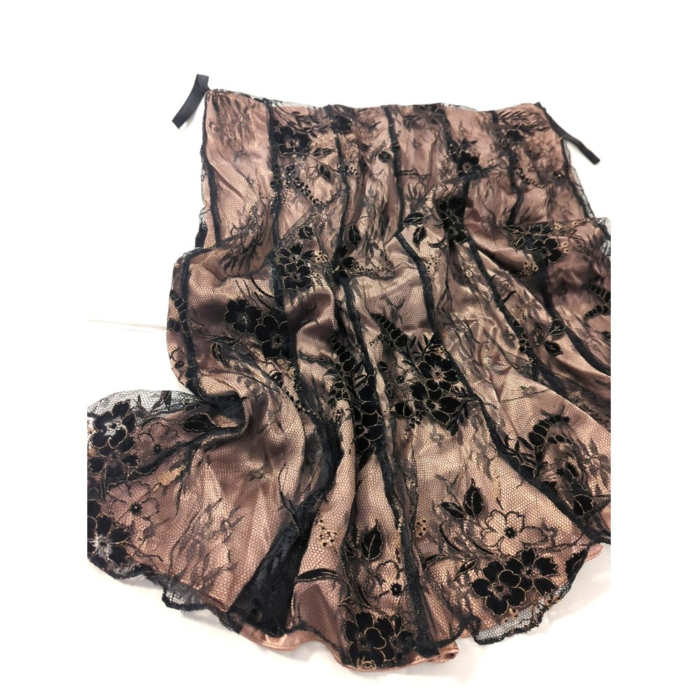 VTG Patra Black Lace Velvet Skirt 14 Gold Accent Threads Holiday Fairy Inspired